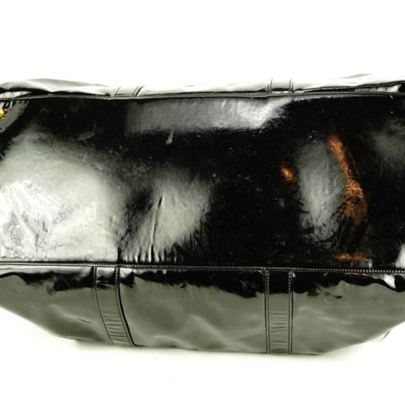 Chanel Large Black Patent CC Logo Duffle Bag with Strap 1C103a - Picture 2 of 12
